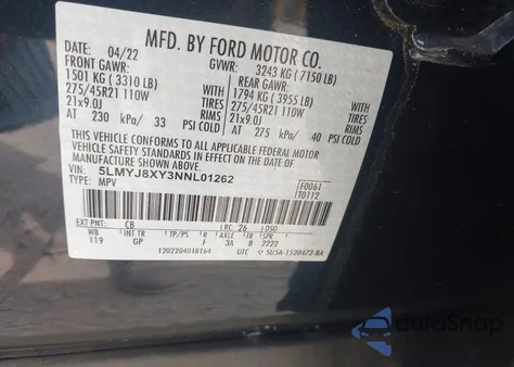 2022 Lincoln Aviator Grand Touring from USA, damaged, VIN 5LMYJ8XY3NNL01262